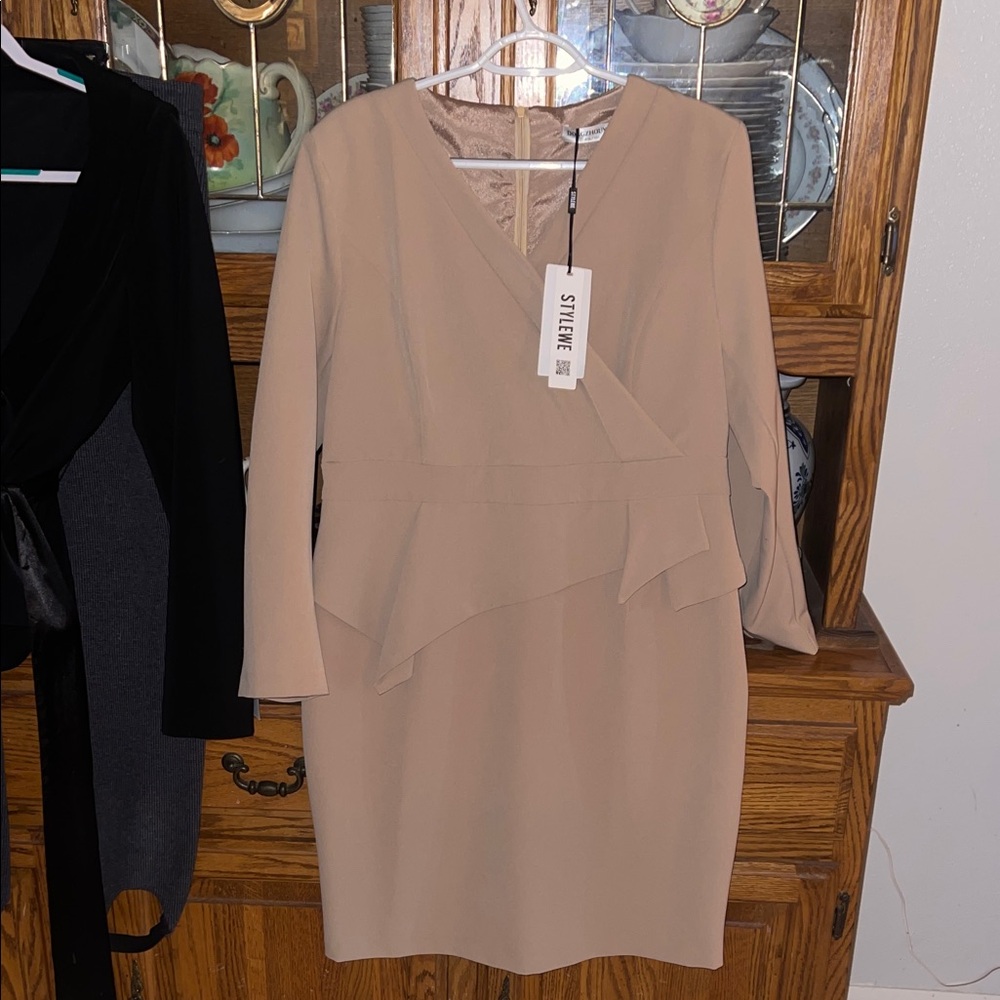 STYLEWE Elegant Long Sleeve Cream Dress